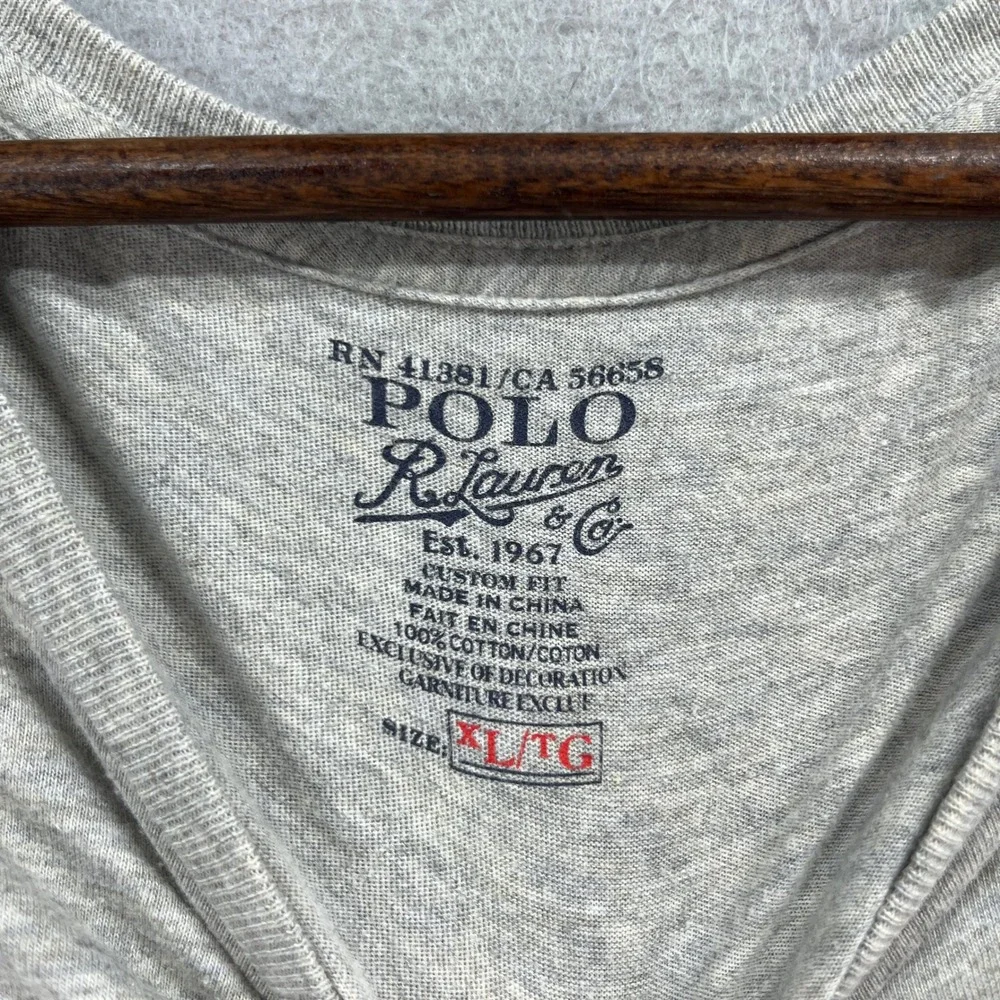 Polo Ralph Lauren T Shirt Mens XL Gray Custom Fit Preppy Minimalist Pony Tee